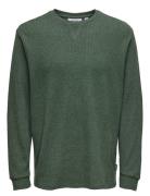 Onswaffle Rlx Ls Tee Green ONLY & SONS