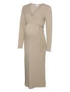 Mlfrederikke Tess Ls Jrs Midi Dress 2F Beige Mamalicious