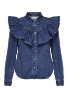 Onlindigo Ls Frill Dnm Shirt Qyt Noos Navy ONLY