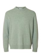 Slhreuben Ls Knit Relaxed Crew Neck Green Selected Homme