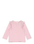 Long -Sleeved T-Shirt With Ruffles Pink Mango