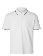 Slhfave Sport Zip Ss Polo Noos White Selected Homme