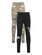 Leggings 2 Pack Dino Khaki Lindex