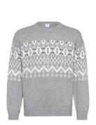 Sweater Knitted Fairisle Grey Lindex