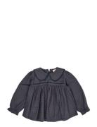 Check Blouse W. Collar Navy Copenhagen Colors