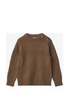 Nova Knit Pattern Pullover Brown Fliink