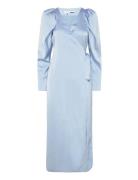 Satin Midi Wrap Dress Blue ROTATE Birger Christensen