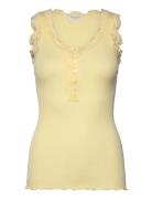 Rwbeatha Sl U- Neck Lace Button Top Yellow Rosemunde