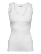 Rmwbalta Sl Regular V-Neck Top White RM By Rosemunde