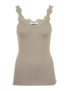 Organic Top W/ Lace Beige Rosemunde