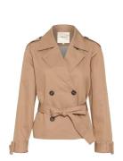 Crrea Crop Trenchcoat Brown Cream