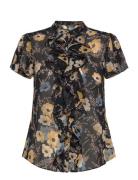 Floral Ruffle-Trim Georgette Blouse Patterned Lauren Ralph Lauren