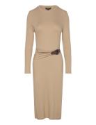 Buckle-Trim Cotton-Blend Knit Midi Dress Beige Lauren Ralph Lauren