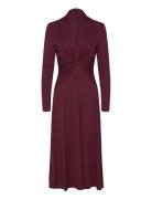 Twist-Front Stretch Jersey Dress Burgundy Lauren Ralph Lauren