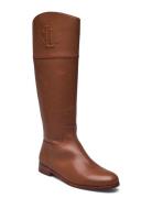 Justine Burnished Leather Riding Boot Brown Lauren Ralph Lauren