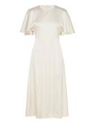 Satin Midi Slit Dress Cream ROTATE Birger Christensen