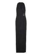 Buckle-Trim Stretch Jersey Halter Gown Black Lauren Ralph Lauren