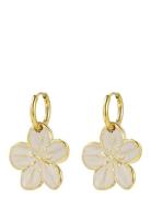 Calista Enamel Earring Ivory/Gold Gold Bud To Rose