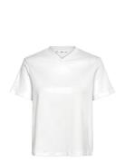 V-Neck Cotton T-Shirt White Mango