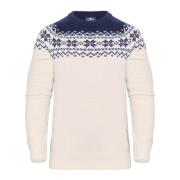 Gridarmor Women’s Snøkrystall Round Neck Ullgenser White/Dark Navy