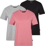 Pinewood Women's 3-Pack T-Shirt Greymel/Dark Pink/Black
