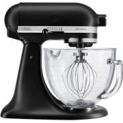 KitchenAid Artisan KSM156 köksmaskin, mattsvart, glasskål