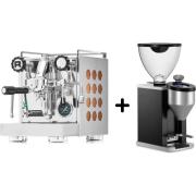 Rocket Appartamento espressomaskin, koppar + Faustino kaffekvarn
