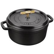 Staub Buster+Punch rund gryta 24 cm, mässingknopp