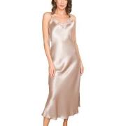 Lady Avenue Pure Silk Long Nightgown With Lace Pärlvit silke Small Dam