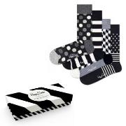 Happy socks Strumpor 4P Black and White Gift Box Svart mönstrad bomull...