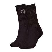 Calvin Klein Strumpor 2P Glossy Rib Crew Socks Svart Strl 39/42 Dam