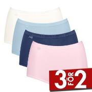 Sloggi Trosor 4P Basic Plus Maxi Panty Rosa/Blå bomull 38 Dam