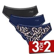 Sloggi Trosor 3P GO Crush High Leg Briefs Svart/Blå bomull Small Dam