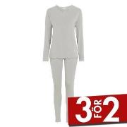 Damella Bamboo Plain Long Pyjamas Set Grå Bambu Small Dam