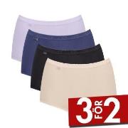 Sloggi Trosor 4P Basic Plus Maxi Panty Blå/Lila bomull 38 Dam