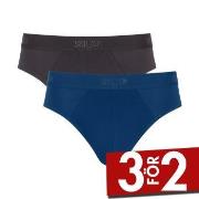Sloggi Kalsonger 2P SLG Base Midi Briefs Svart/Blå bomull Small Herr