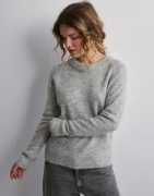 Selected Femme - Grå - Slflulu Ls Knit O-Neck B Noos