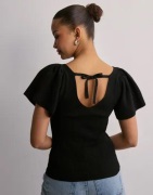 Only - Svart - Onlleelo S/S Back Pullover Knt Noos