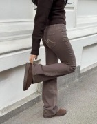 Nelly - Brun - Low Waist Bootcut Stitch Jeans