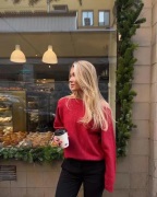 Nelly - Röd - Wide Neck Knit Sweater