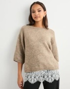 Only - Beige - Onlgila Life Ss O-Neck Knt