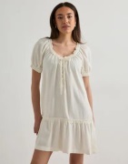 Only - Vit - Onlgoa Ss Linen Short Dress Cc Pnt
