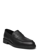 Slhblake Leather Penny Loafer Loafers Låga Skor Black Selected Homme