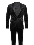 Lindbergh Velvet Tuxedo Suit Svart