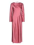 Side-Slit Satin Dress Maxiklänning Festklänning Pink Mango