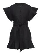 Fia Linen Dress Kort Klänning Black Ella&il