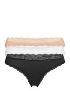 Brief 3-P Em Lace Thong Reg Co Stringtrosa Underkläder Black Lindex