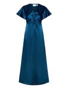 Visittas V-Neck S/S Maxi Dress - Noos Maxiklänning Festklänning Blue V...