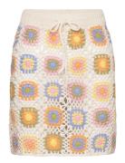 Crochet Mini Skirt Kort Kjol Beige Mango