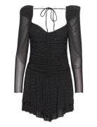 Mesh Mini Ruffle Dress Kort Klänning Black ROTATE Birger Christensen